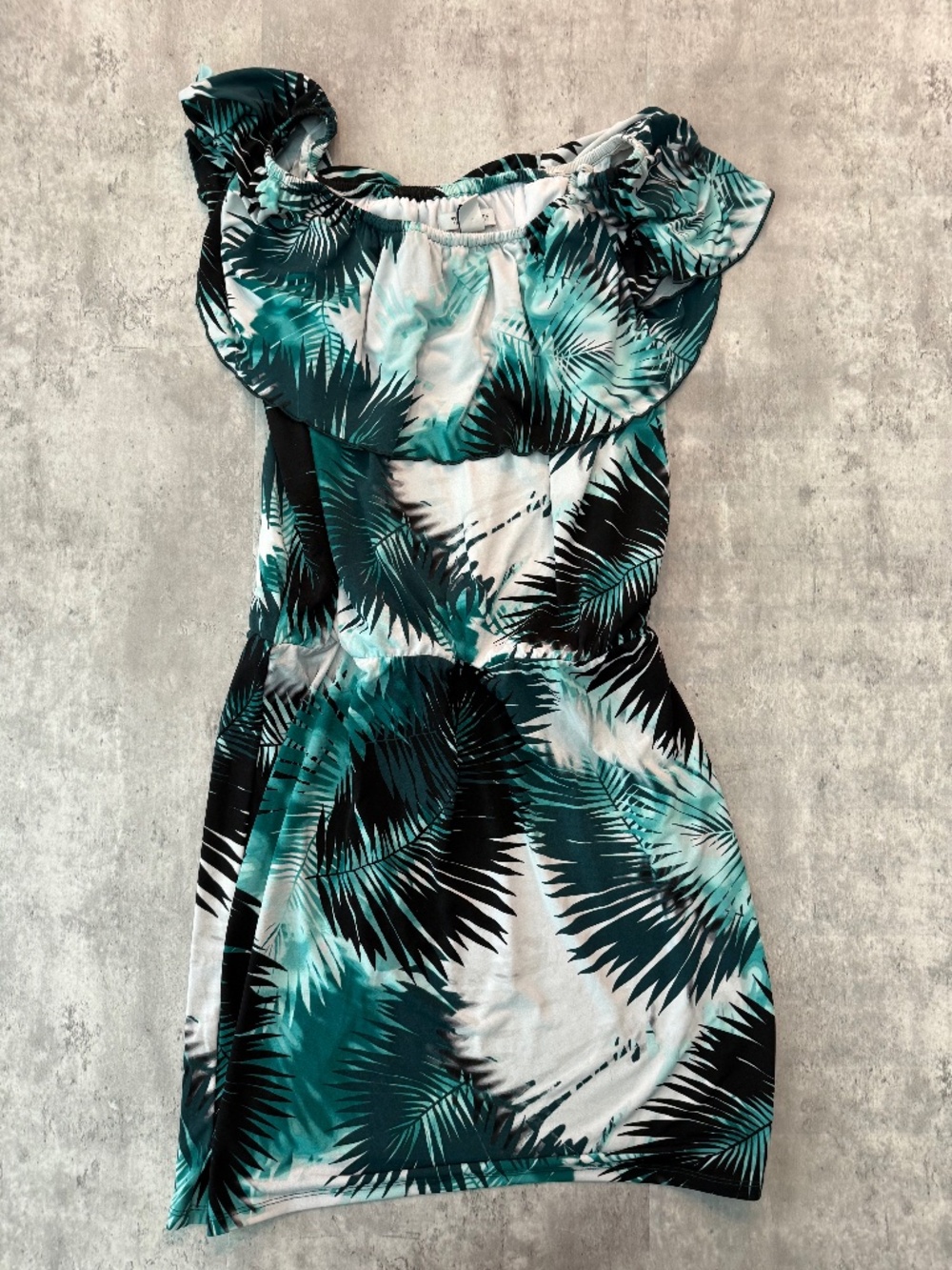 White House Black Market Women Casual Dress Tropical Off Shoulder Vacation XL